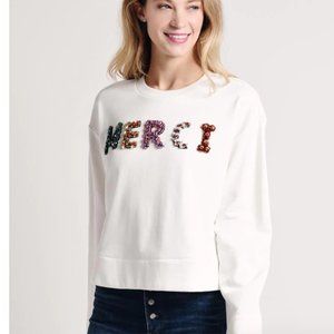 GREY LAB WHITE EMBELLISHED PATCH SWEATSHIRT SIZE M